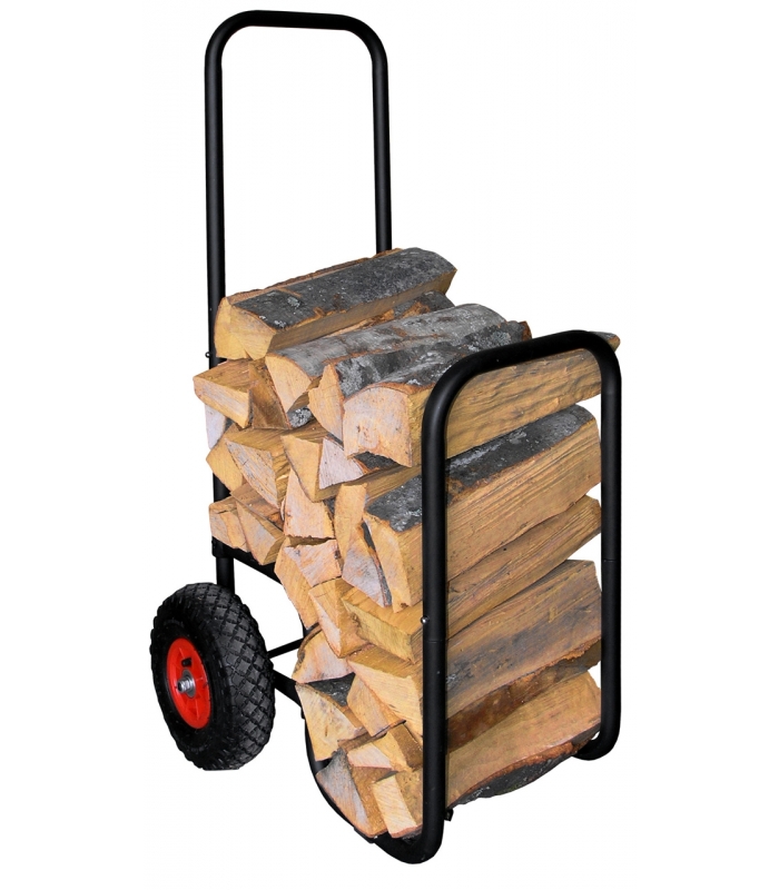 Chariot pour bûches de bois en métal sur roues
