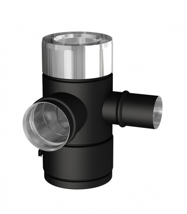 Té 90° Ø100/150 piquage fumée Ø80mm+air concentrique