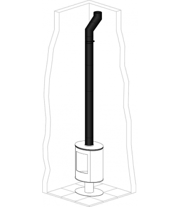 Kit raccordement poêle à bois émaillé noir Ø150mm